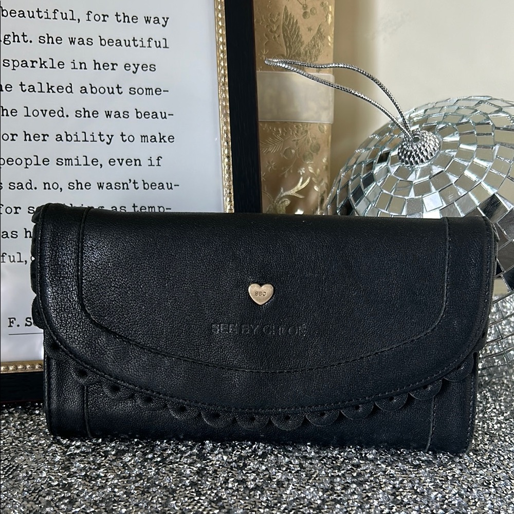 See By Chloe Black Textured Leather Wallet